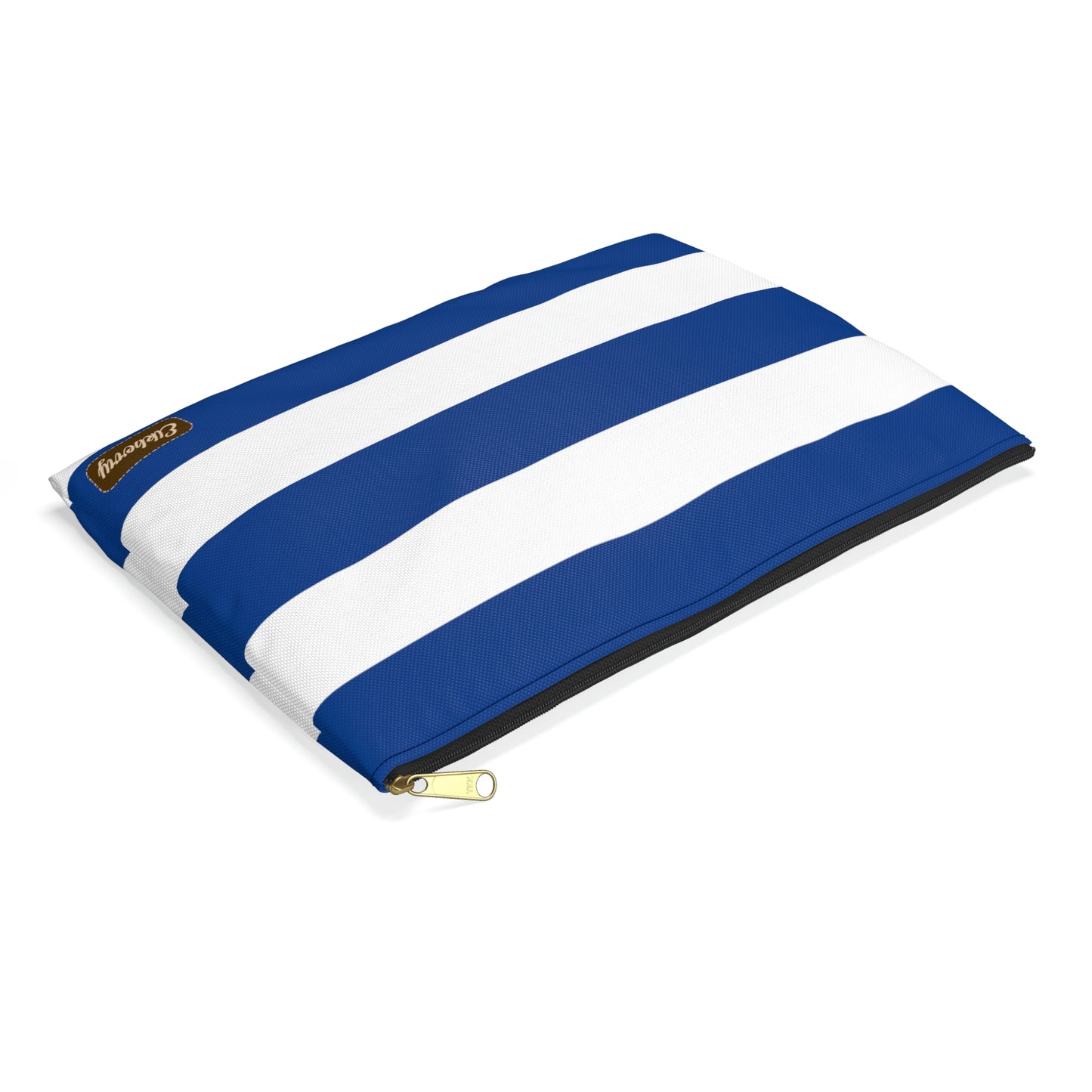 Flat Zipper Pouch - True Blue/White Stripes