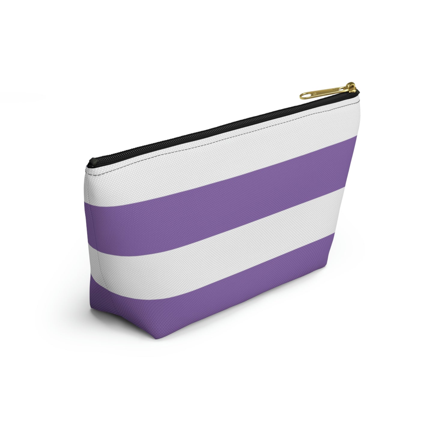 Big Bottom Zipper Pouch - Lilac/White Stripes