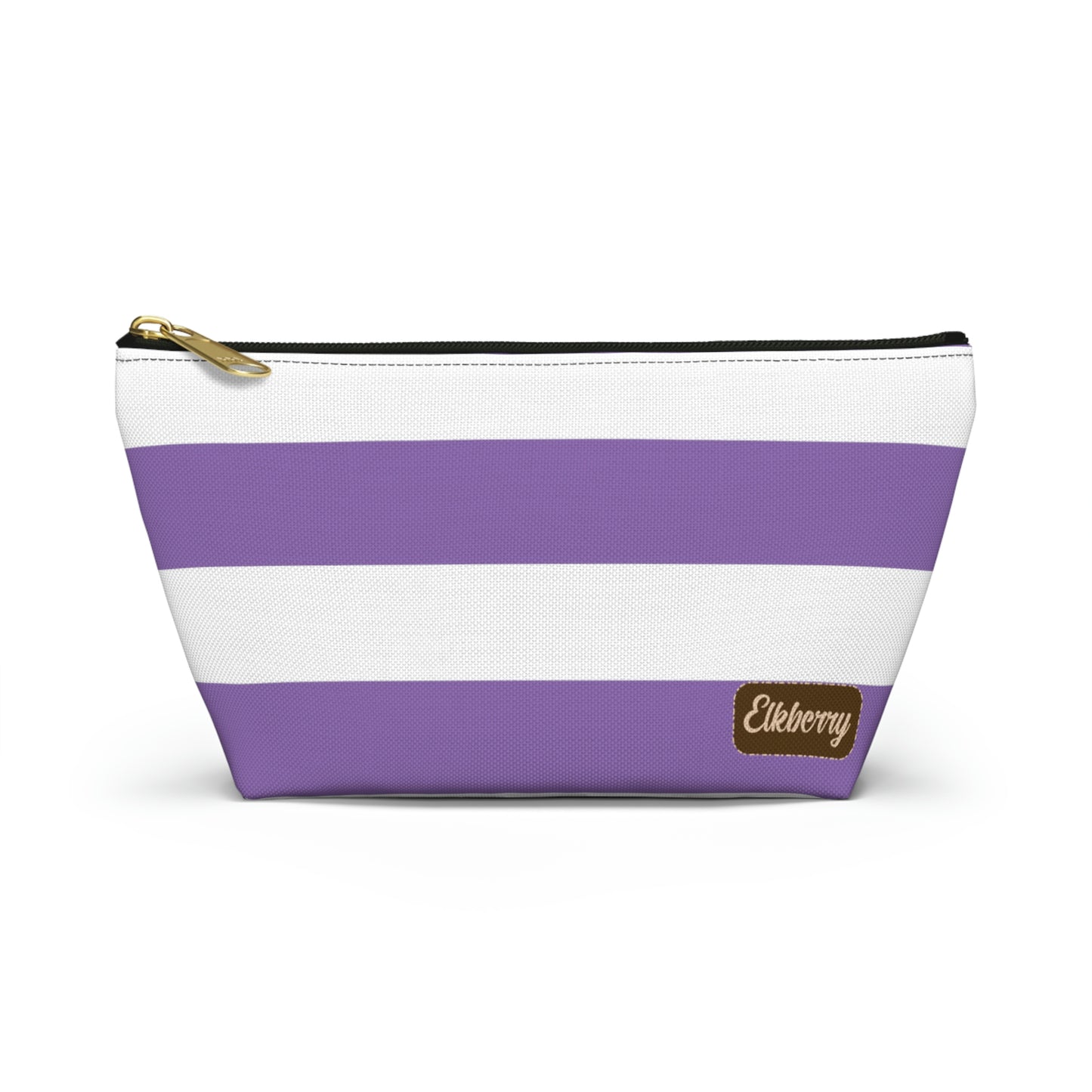 Big Bottom Zipper Pouch - Lilac/White Stripes