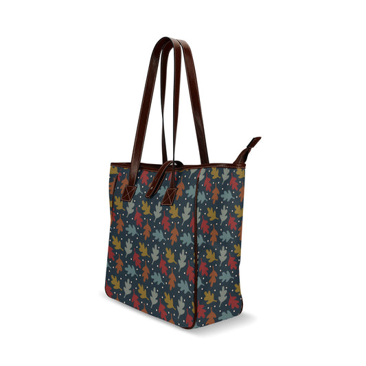 Fall Leaves - Navy Classic Tote Handbag