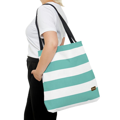 Lightweight Tote Bag - Aqua/White Stripes