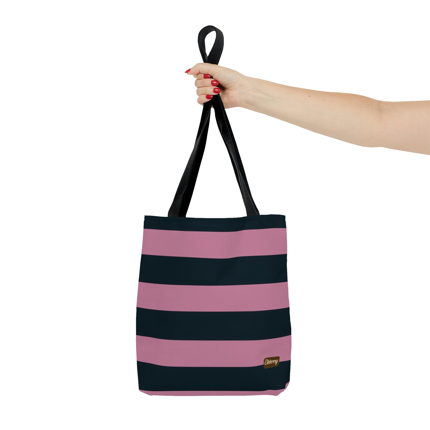 Lightweight Tote Bag - Dusty Rose Pink/Navy Stripes