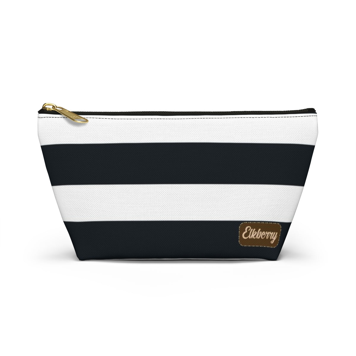 Big Bottom Zipper Pouch - Navy/White Stripes