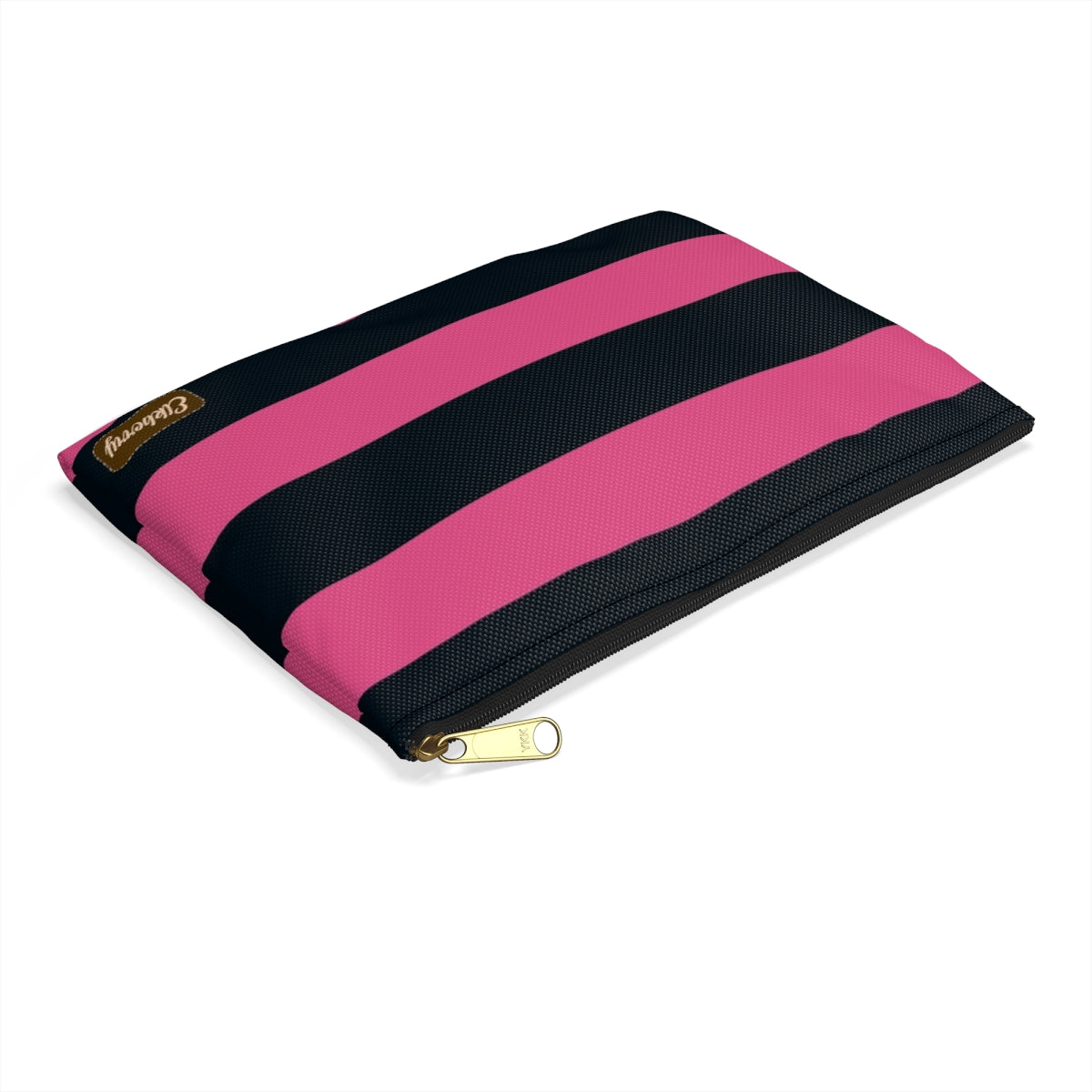 Flat Zipper Pouch - Hot Pink/Navy Stripes