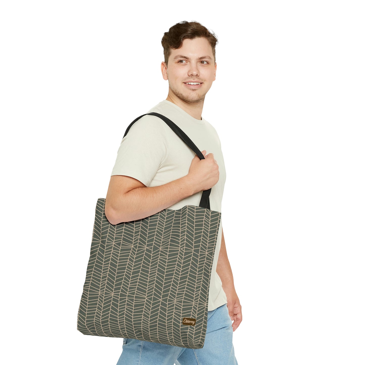 Lightweight Tote Bag - Herringbone in Sage