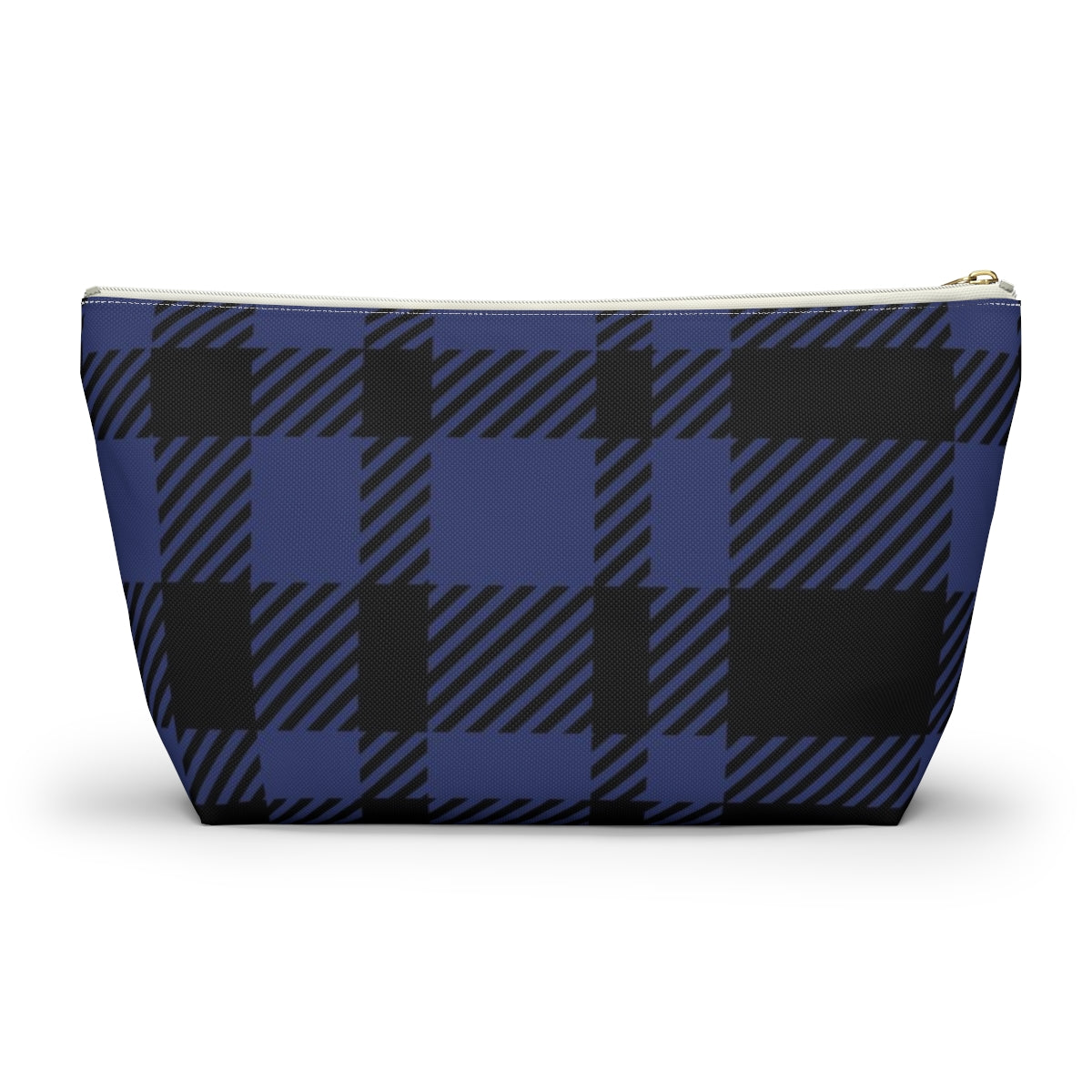 Big Bottom Zipper Pouch - Blue Buffalo Check, Blue Plaid