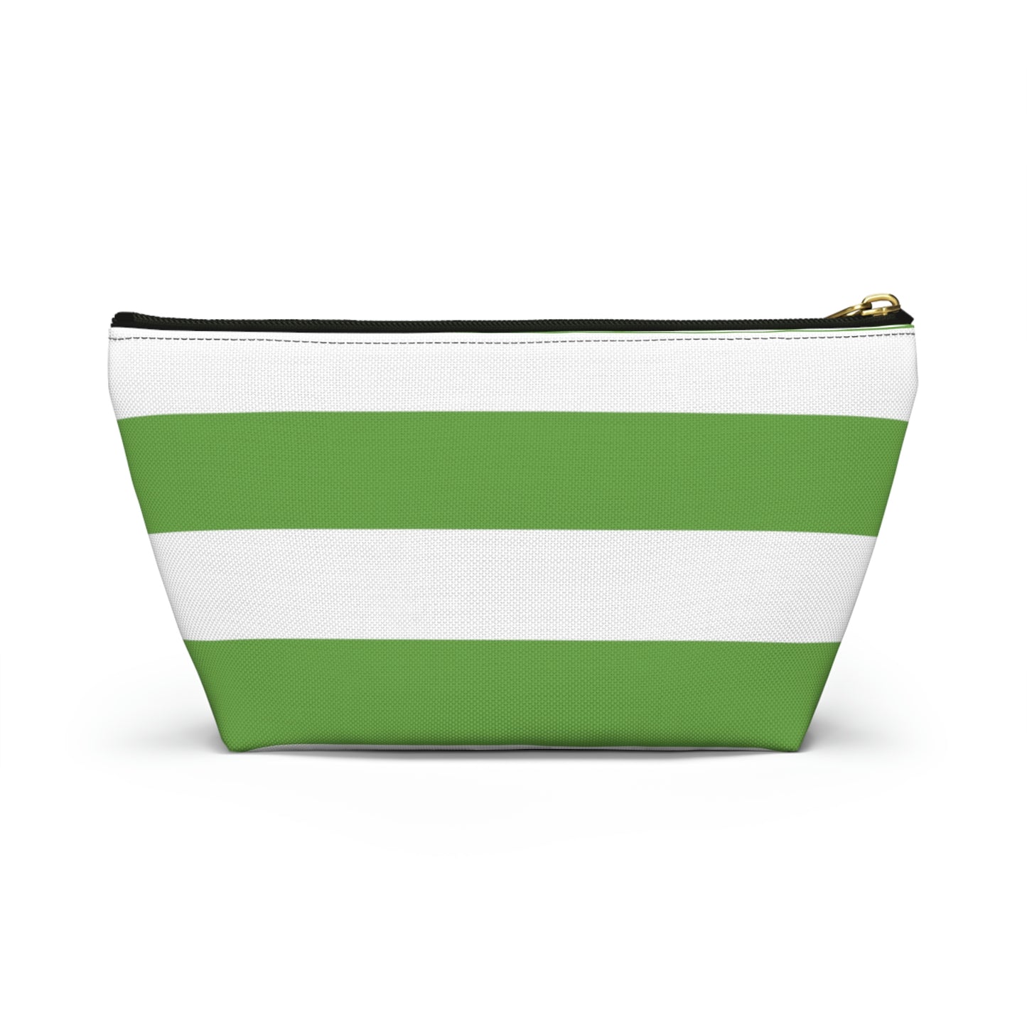 Big Bottom Zipper Pouch - Lime Green/White Stripes