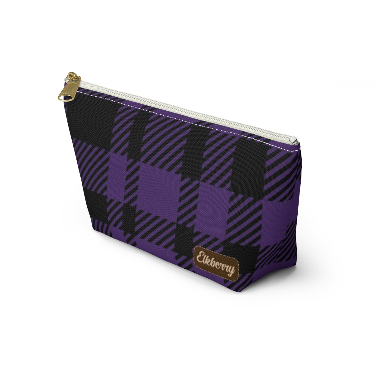 Big Bottom Zipper Pouch - Purple Buffalo Check, Purple Plaid