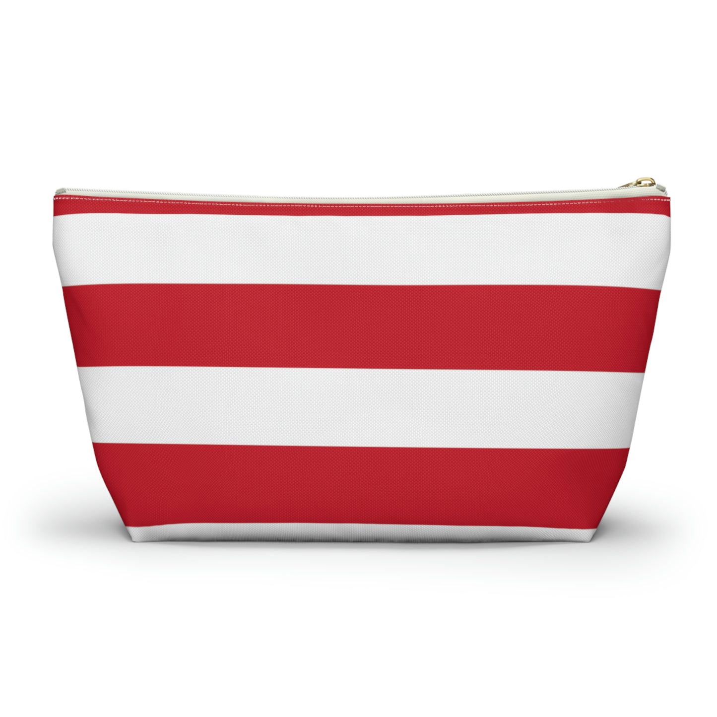 Big Bottom Zipper Pouch - Red/White Stripes