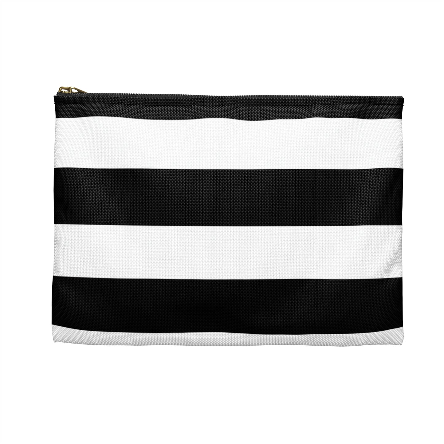 Flat Zipper Pouch - Black/White Stripes