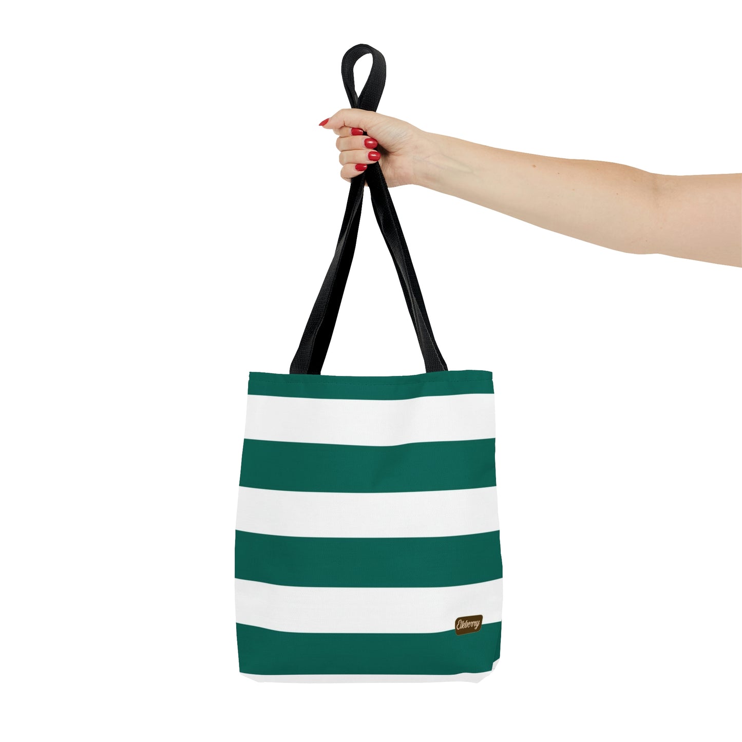 Lightweight Tote Bag - Turquoise/White Stripes