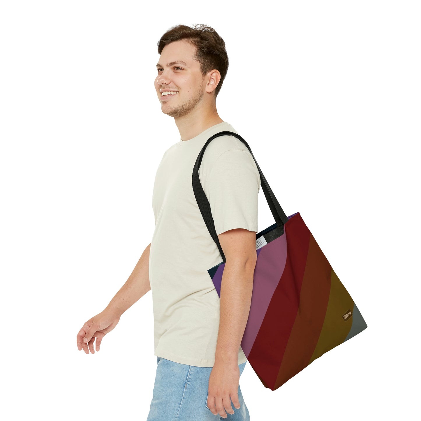 Lightweight Tote Bag - Jewel Tone Rainbow, Diagonal
