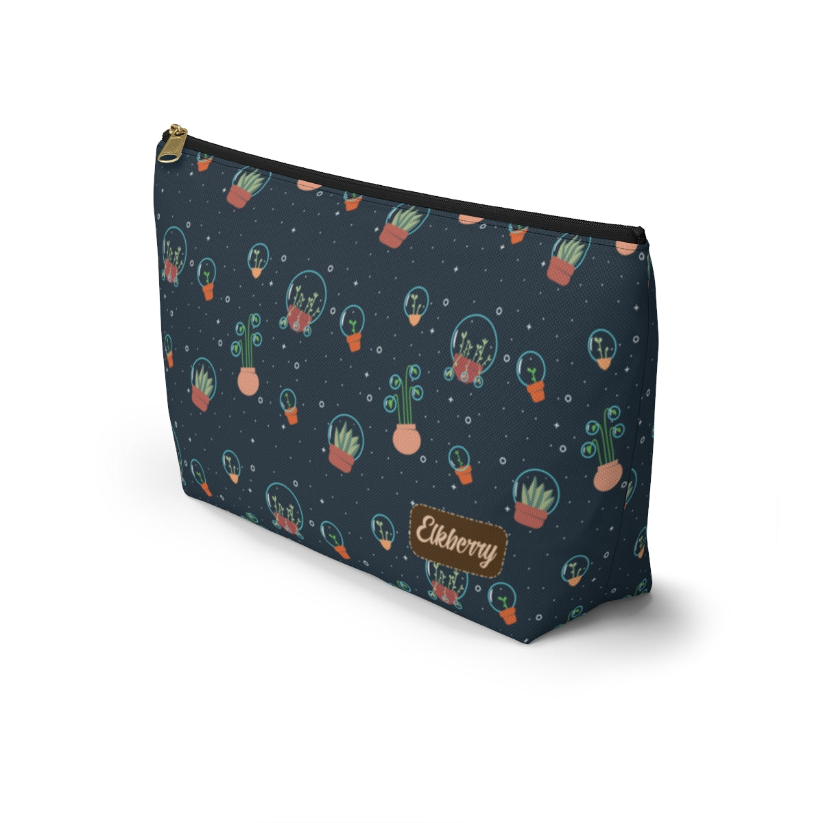 Big Bottom Zipper Pouch - Space Garden