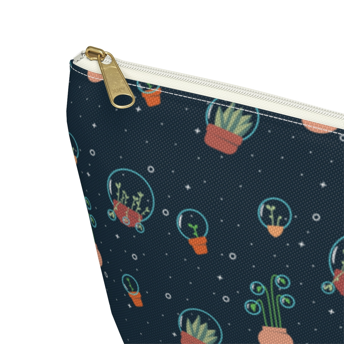 Big Bottom Zipper Pouch - Space Garden