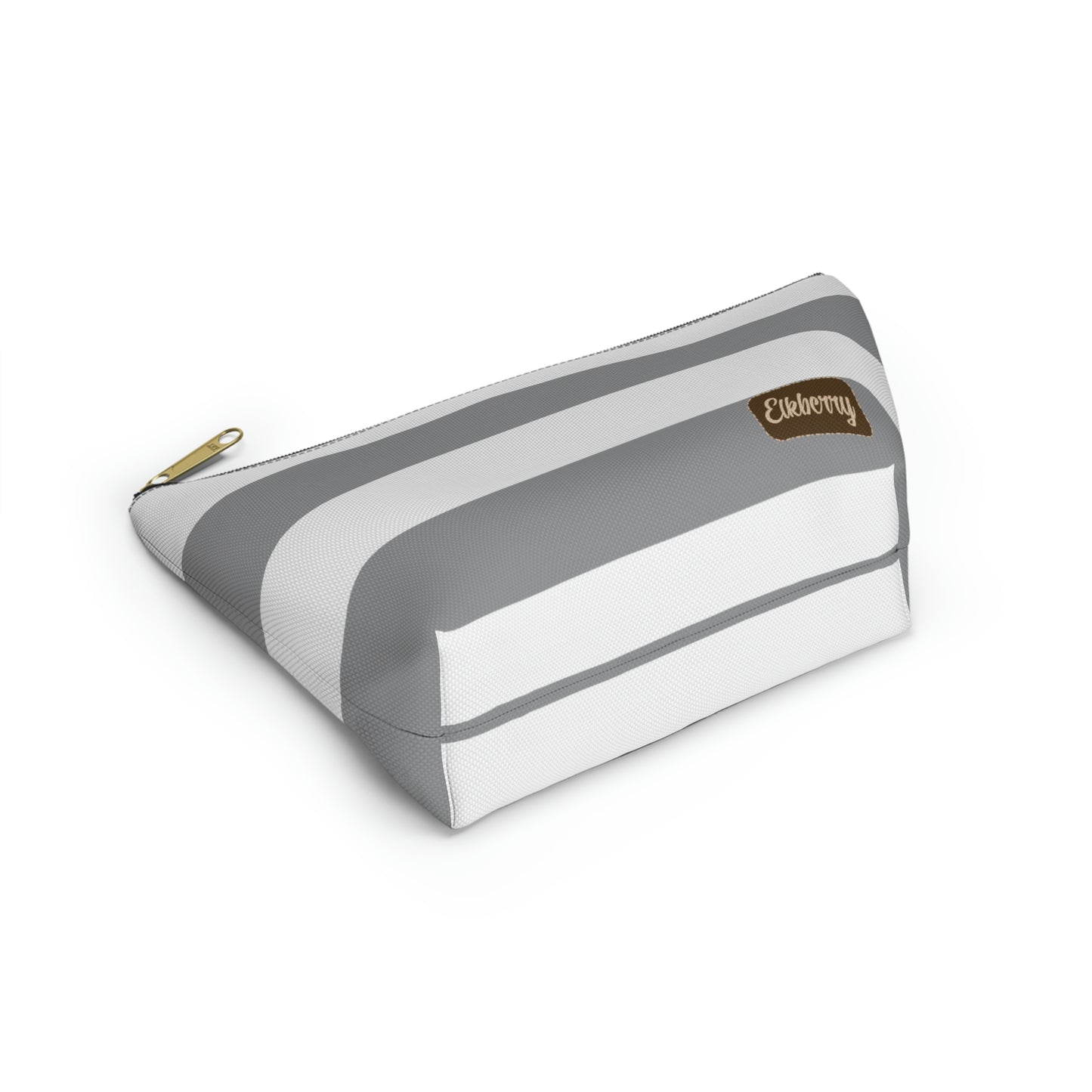 Big Bottom Zipper Pouch - Ash Gray/White Stripes