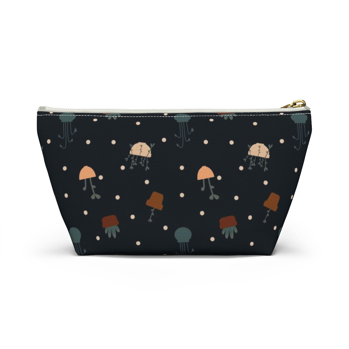 Big Bottom Zipper Pouch - Potted Plants in Navy