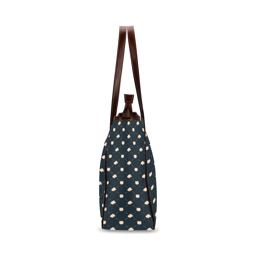Cat & Dog - Navy Classic Tote Handbag