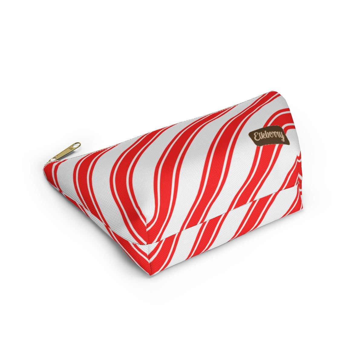 Big Bottom Zipper Pouch - Peppermint Candy Cane Stripes