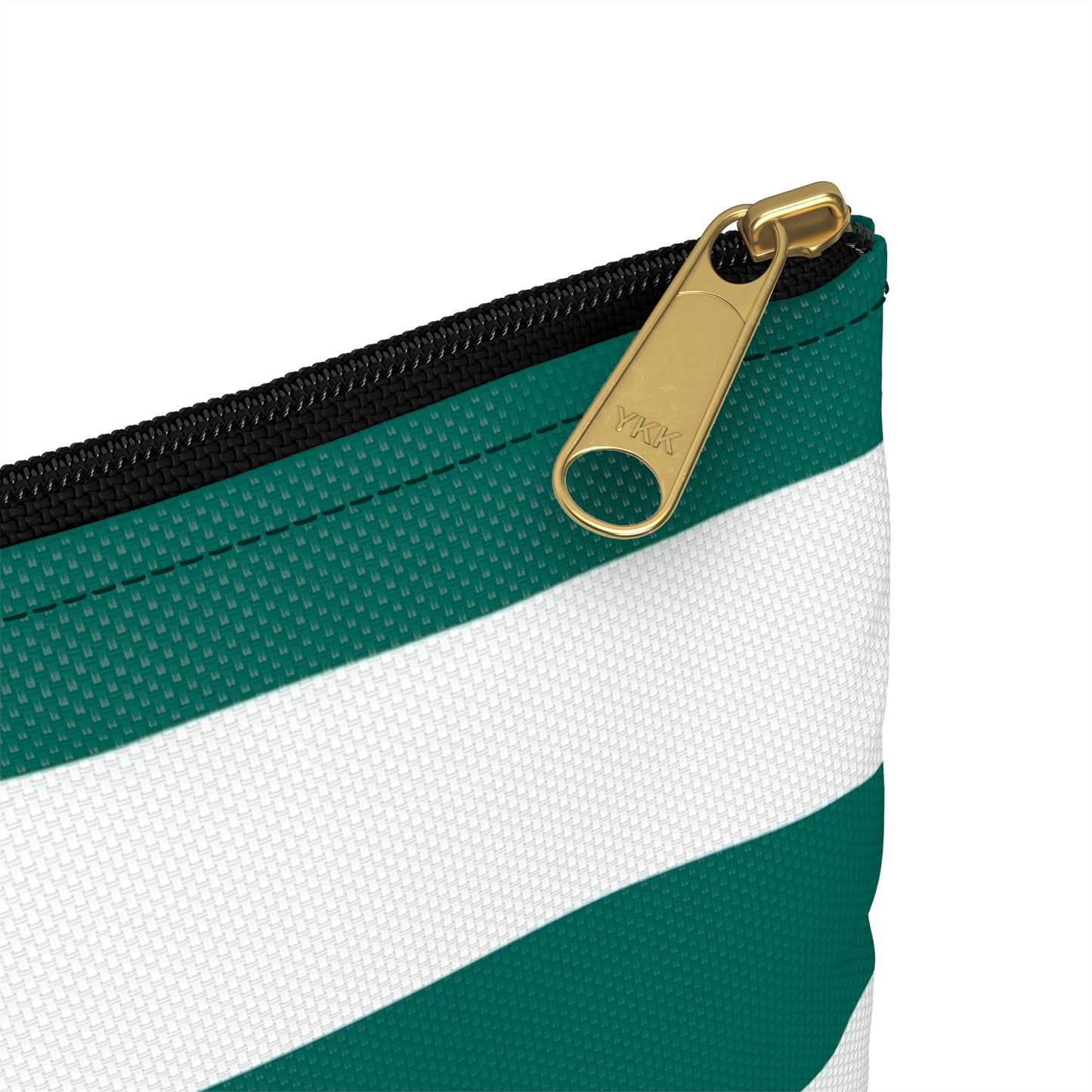 Flat Zipper Pouch - Turquoise/White Stripes