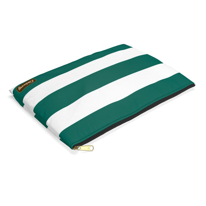 Flat Zipper Pouch - Turquoise/White Stripes