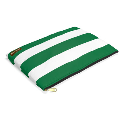 Flat Zipper Pouch - Kelly Green/White Stripes
