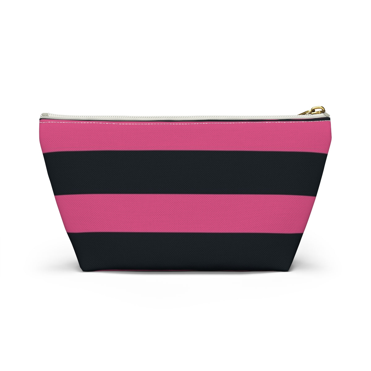 Big Bottom Zipper Pouch - Hot Pink/Navy Stripes