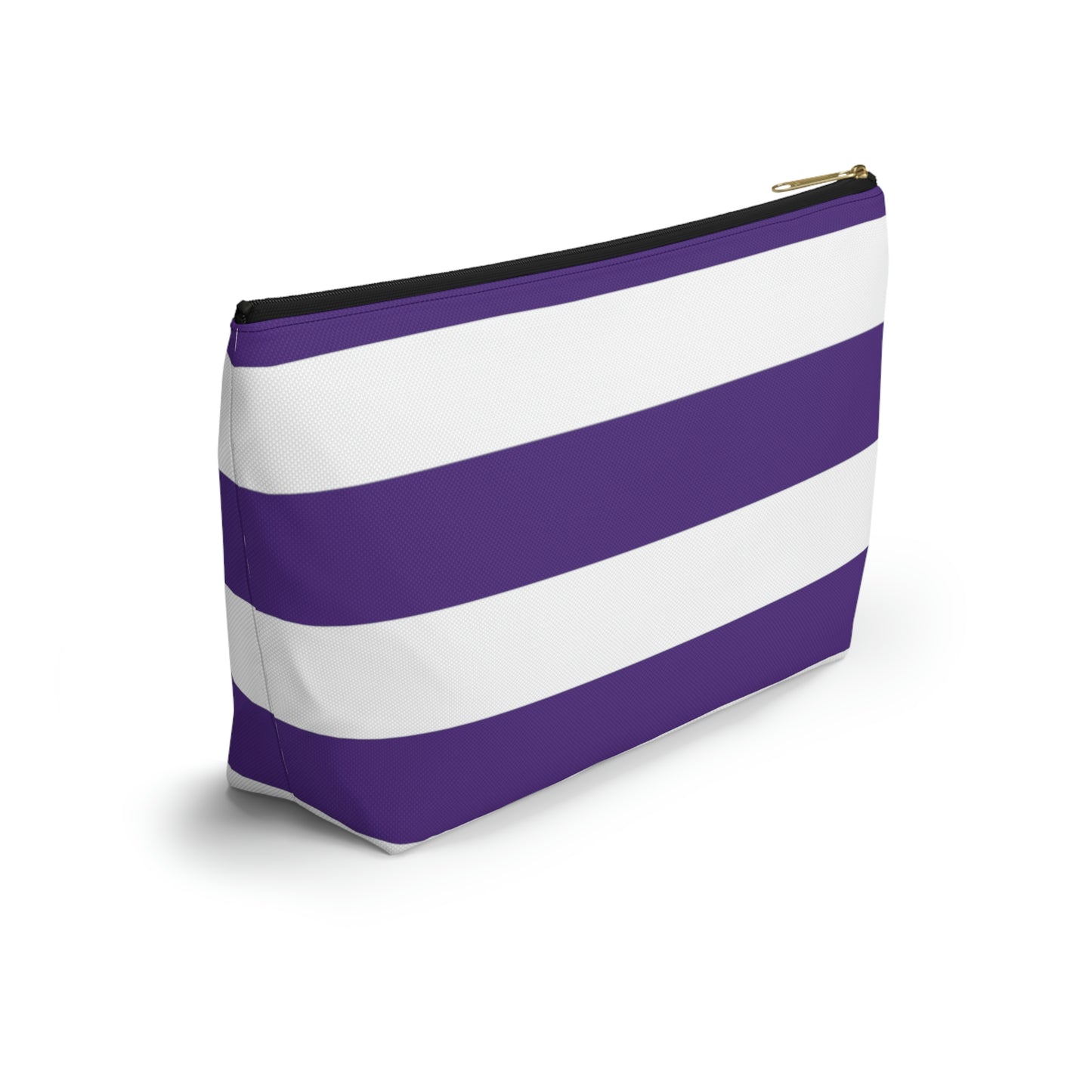 Big Bottom Zipper Pouch - Purple/White Stripes