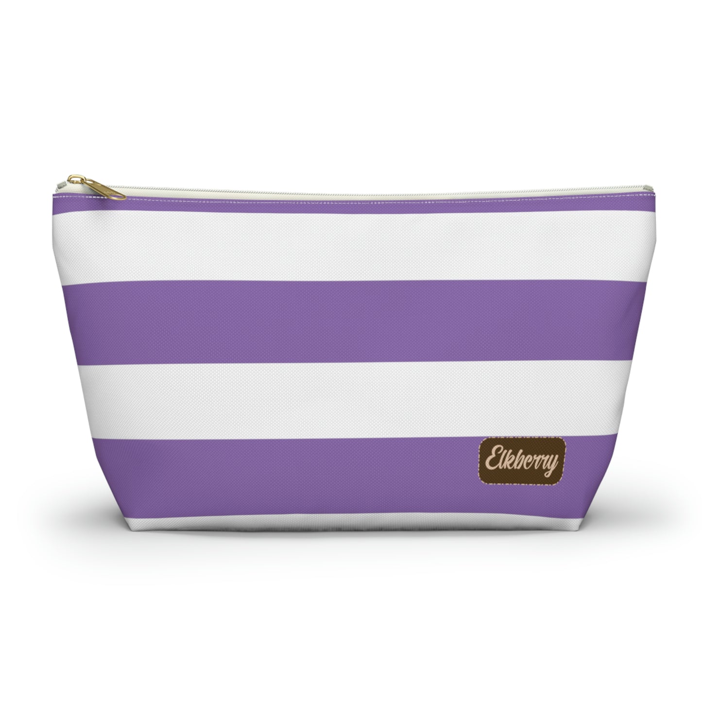 Big Bottom Zipper Pouch - Lilac/White Stripes