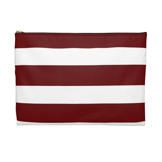 Flat Zipper Pouch - Berry/White Stripes