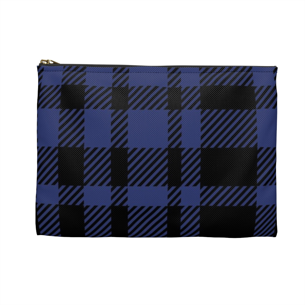 Flat Zipper Pouch - Blue Buffalo Check, Blue Plaid