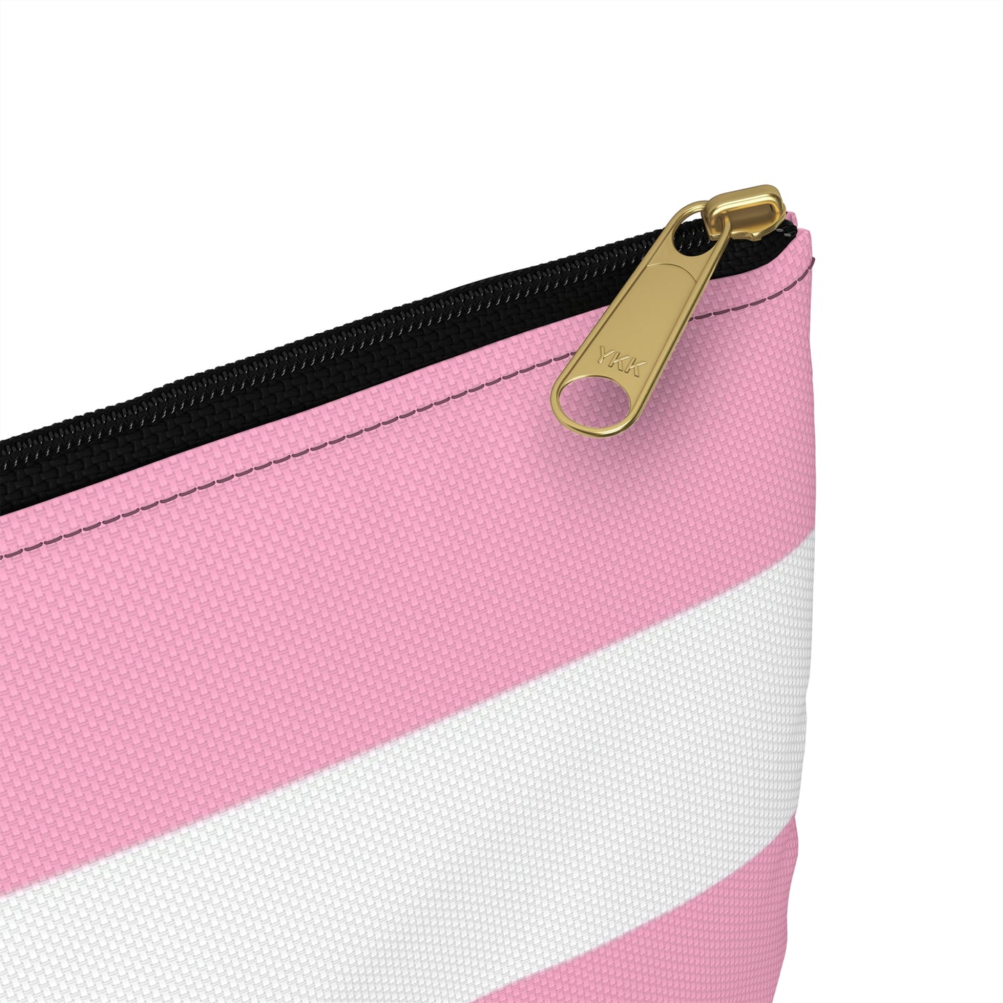 Flat Zipper Pouch - Baby Pink/White Stripes