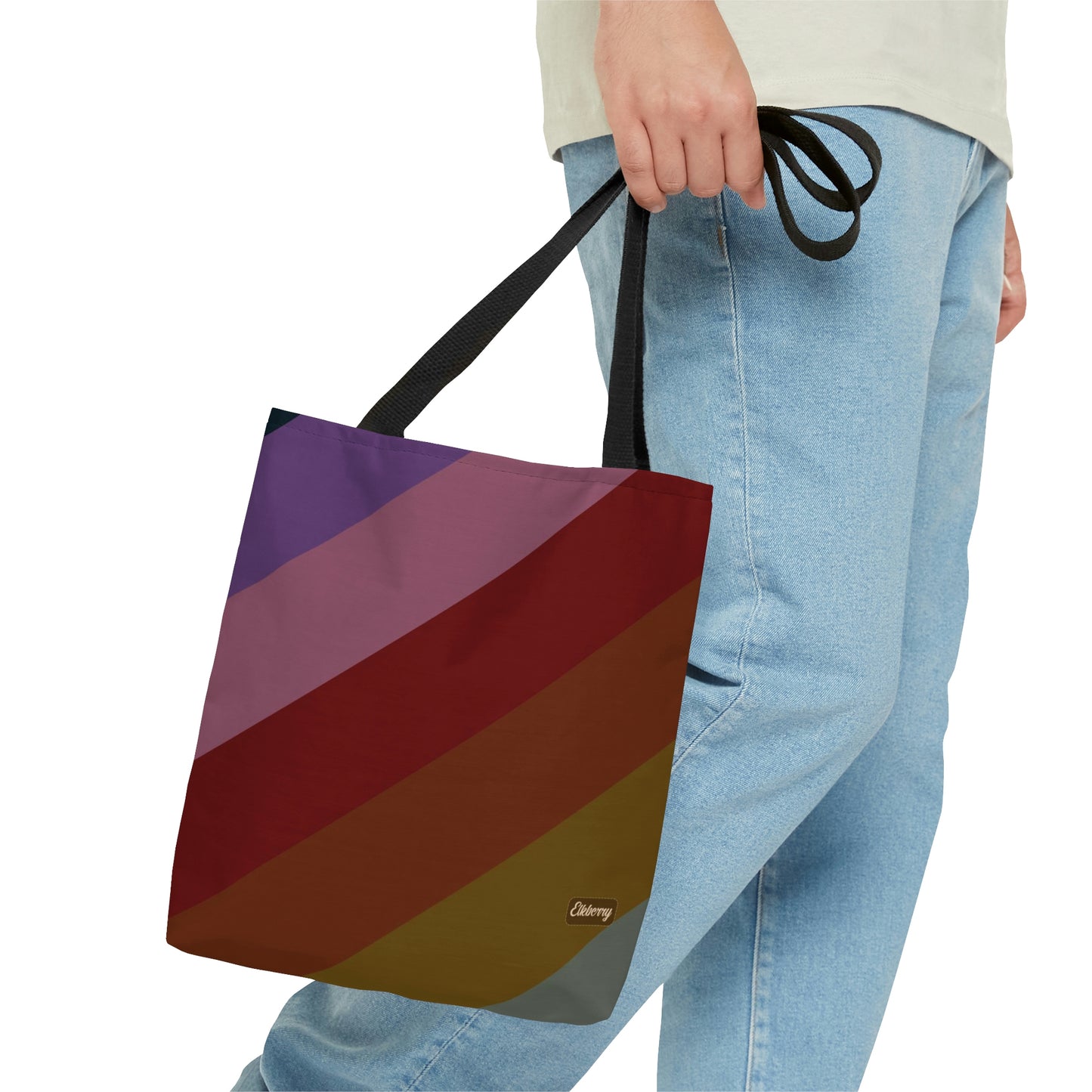 Lightweight Tote Bag - Jewel Tone Rainbow, Diagonal