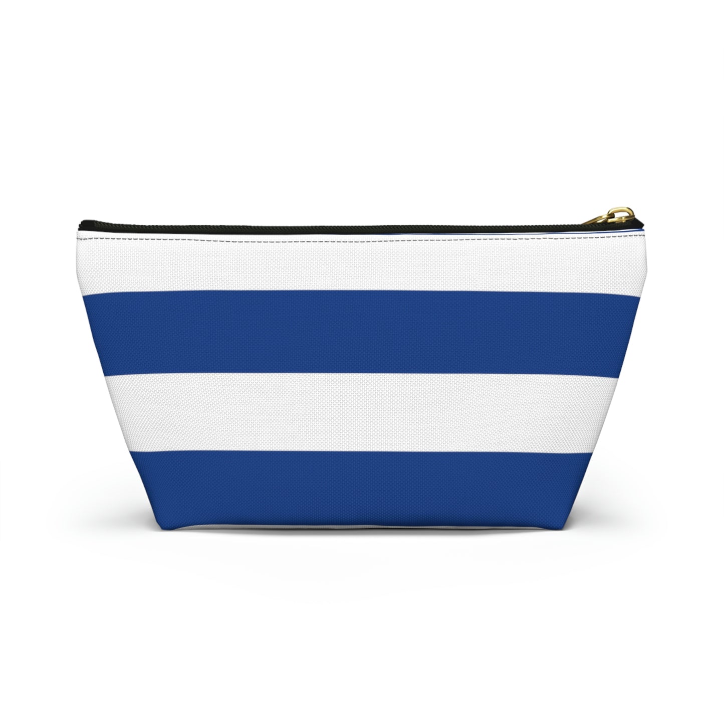 Big Bottom Zipper Pouch - True Blue/White Stripes