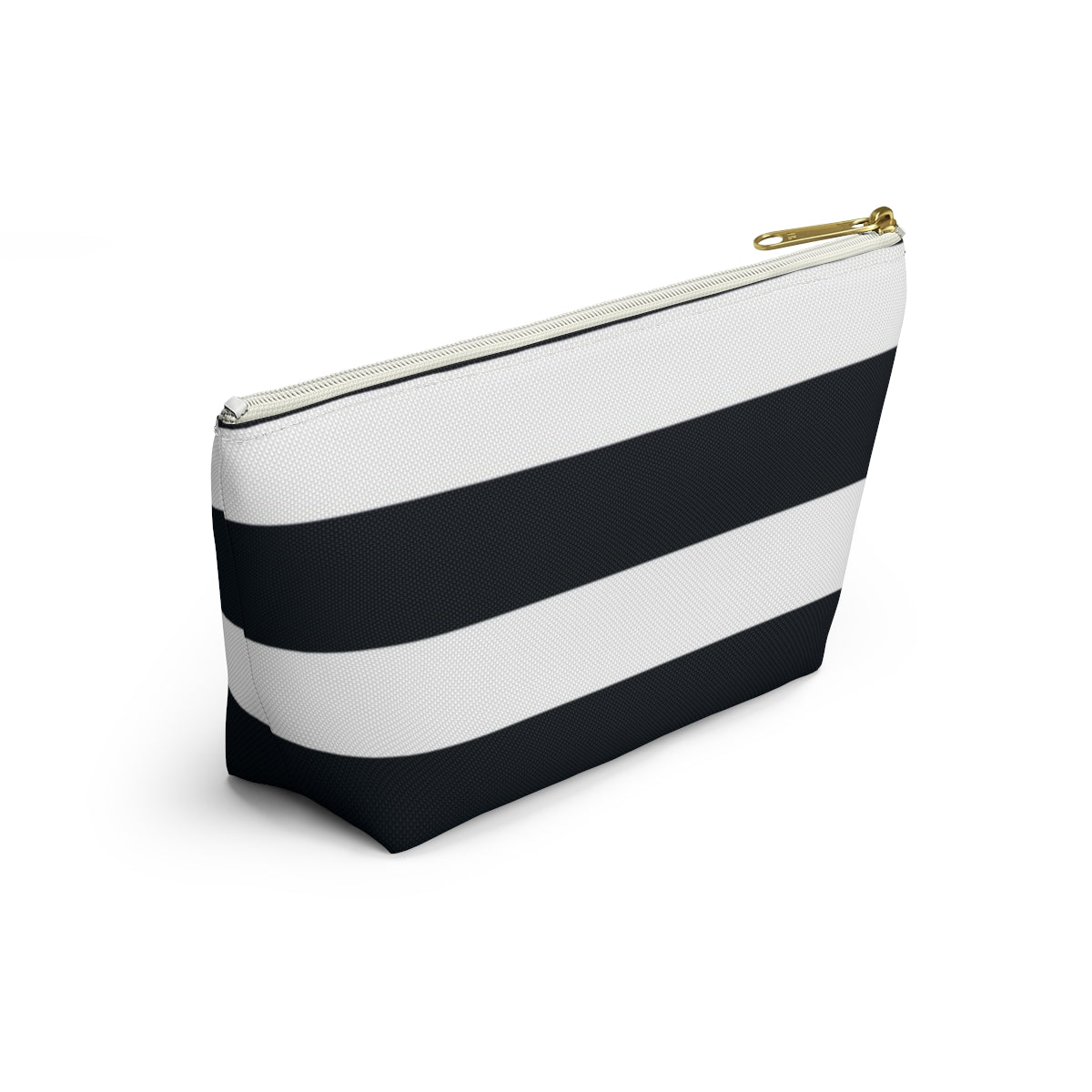 Big Bottom Zipper Pouch - Navy/White Stripes
