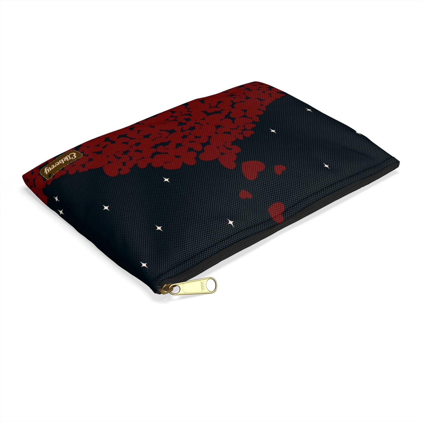 Flat Zipper Pouch - Pile of Hearts on Navy