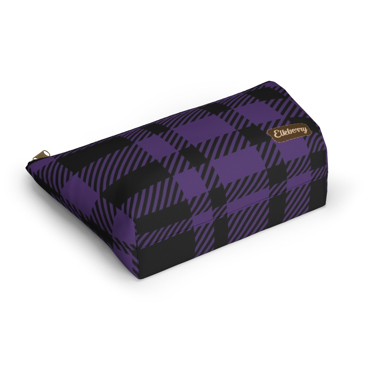 Big Bottom Zipper Pouch - Purple Buffalo Check, Purple Plaid