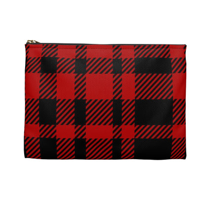 Flat Zipper Pouch - Red Buffalo Check, Red Plaid