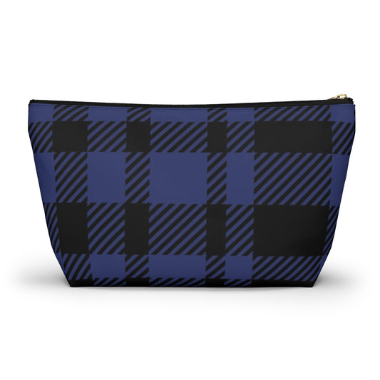Big Bottom Zipper Pouch - Blue Buffalo Check, Blue Plaid