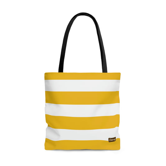 Lightweight Tote Bag - Lemon Yellow/White Stripes