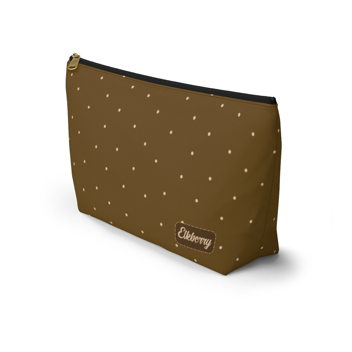 Big Bottom Zipper Pouch - Dots on Mustard