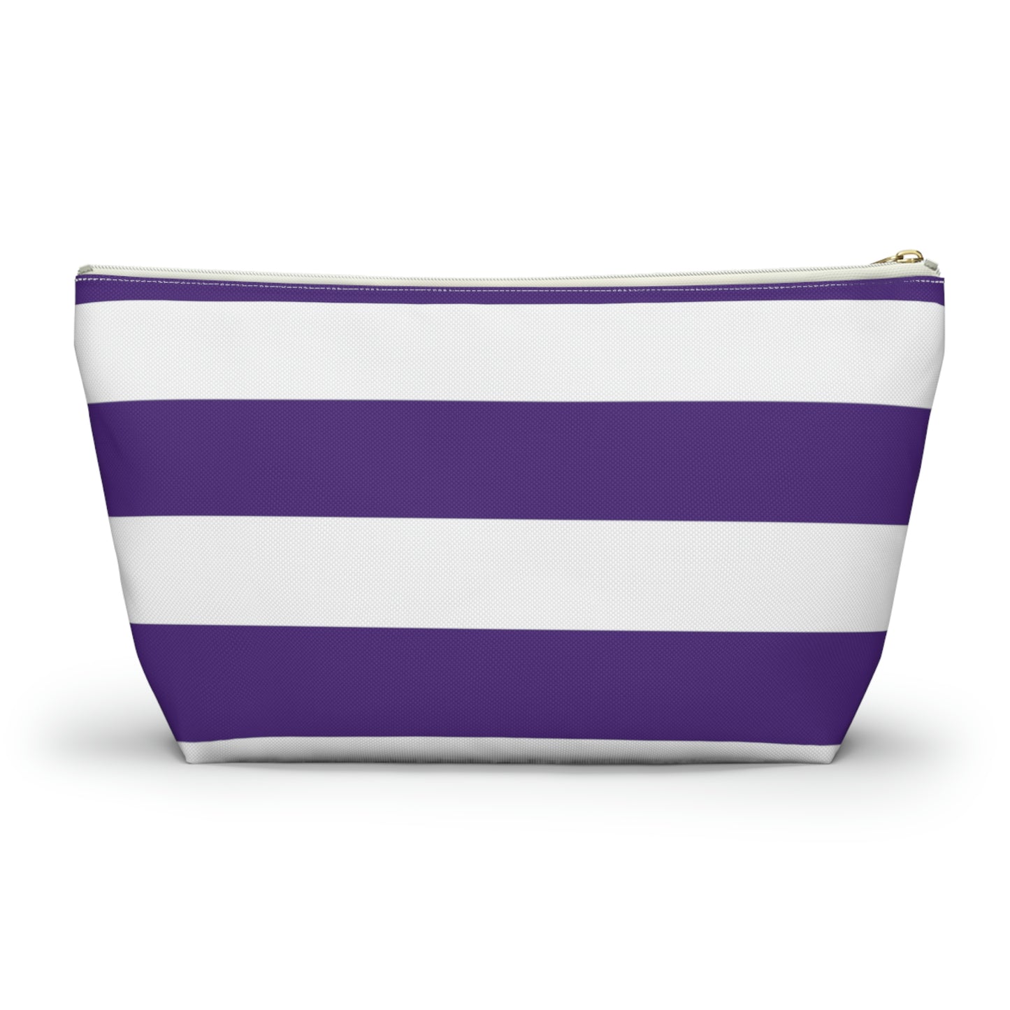 Big Bottom Zipper Pouch - Purple/White Stripes