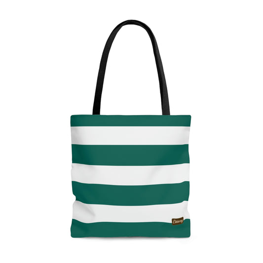 Lightweight Tote Bag - Turquoise/White Stripes