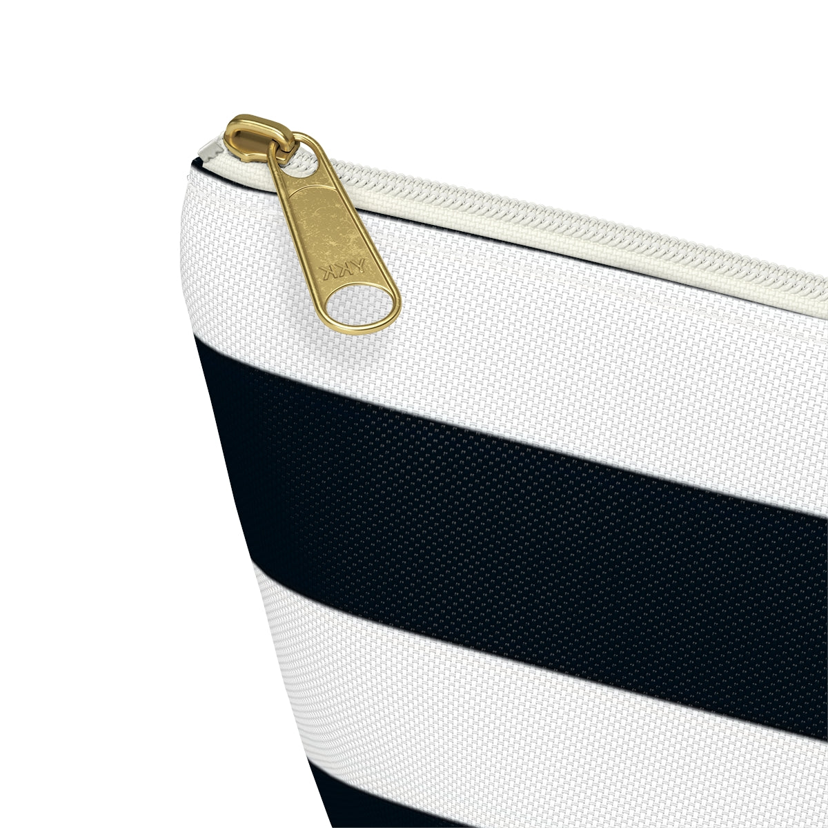 Big Bottom Zipper Pouch - Navy/White Stripes