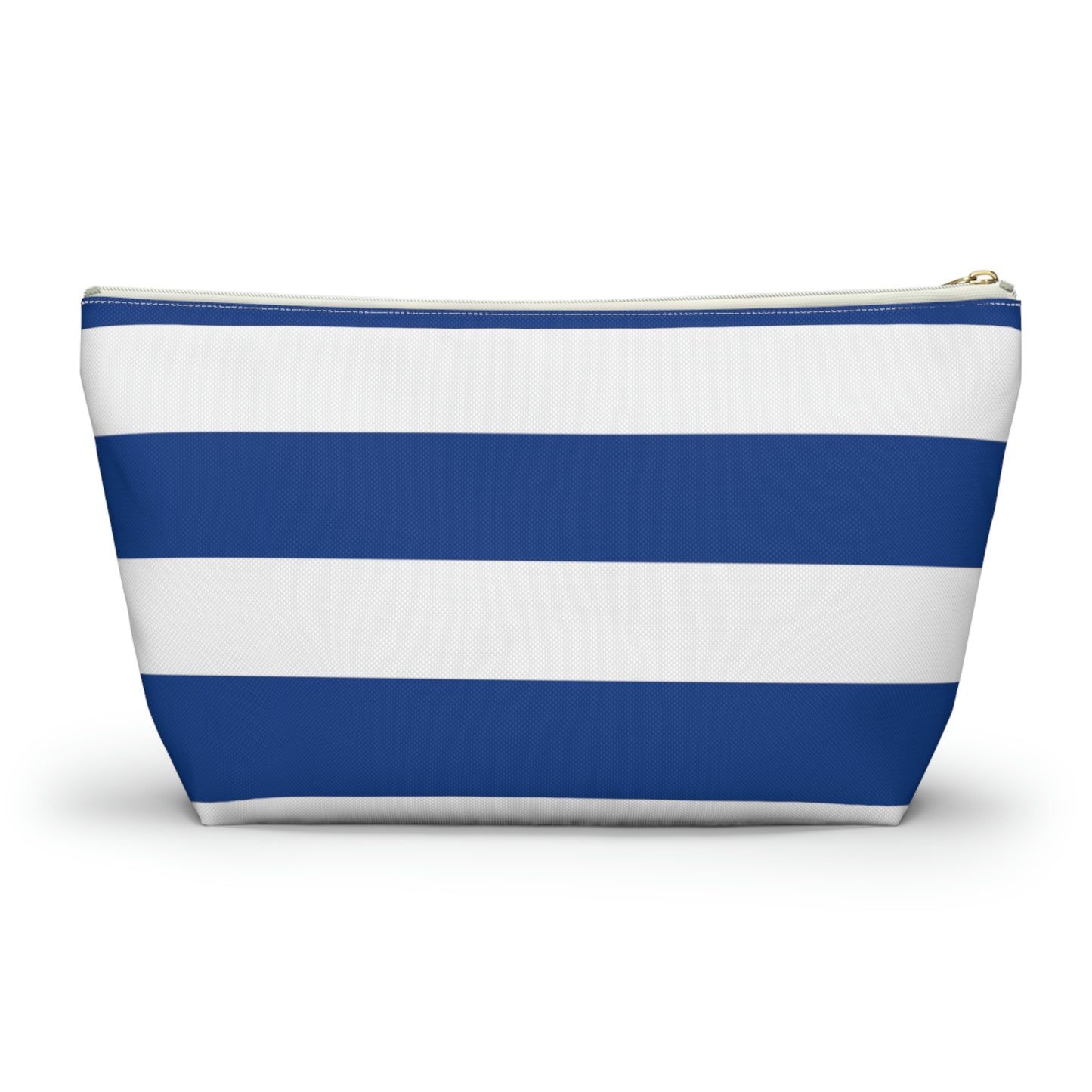 Big Bottom Zipper Pouch - True Blue/White Stripes