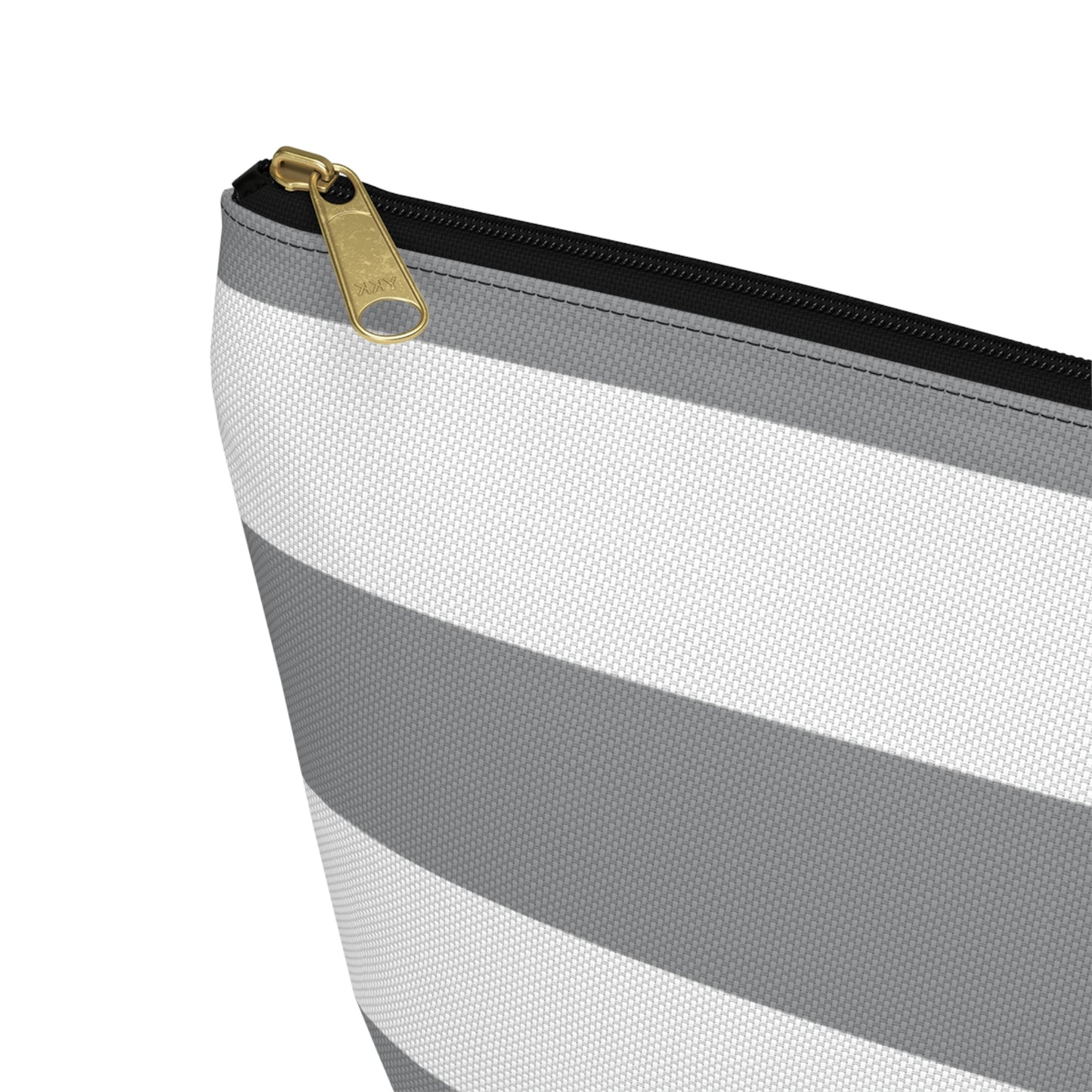 Big Bottom Zipper Pouch - Ash Gray/White Stripes