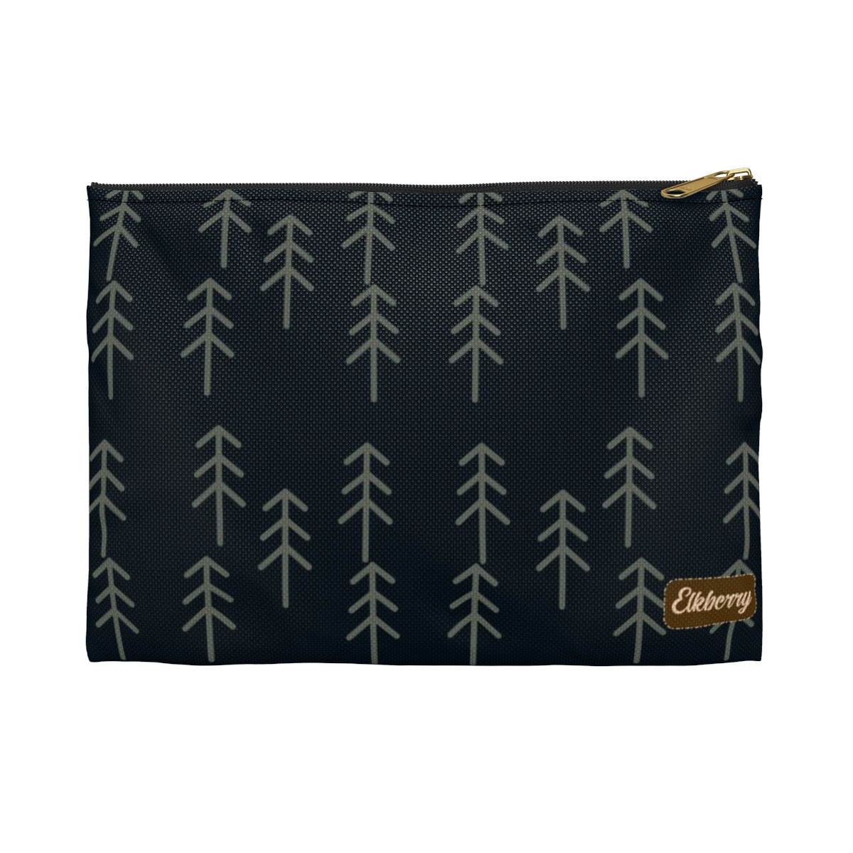 Flat Zipper Pouch - Stick Trees in Navy