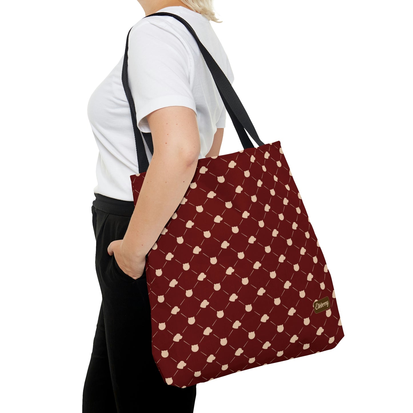 Lightweight Tote Bag - Cat & Dog in Berry