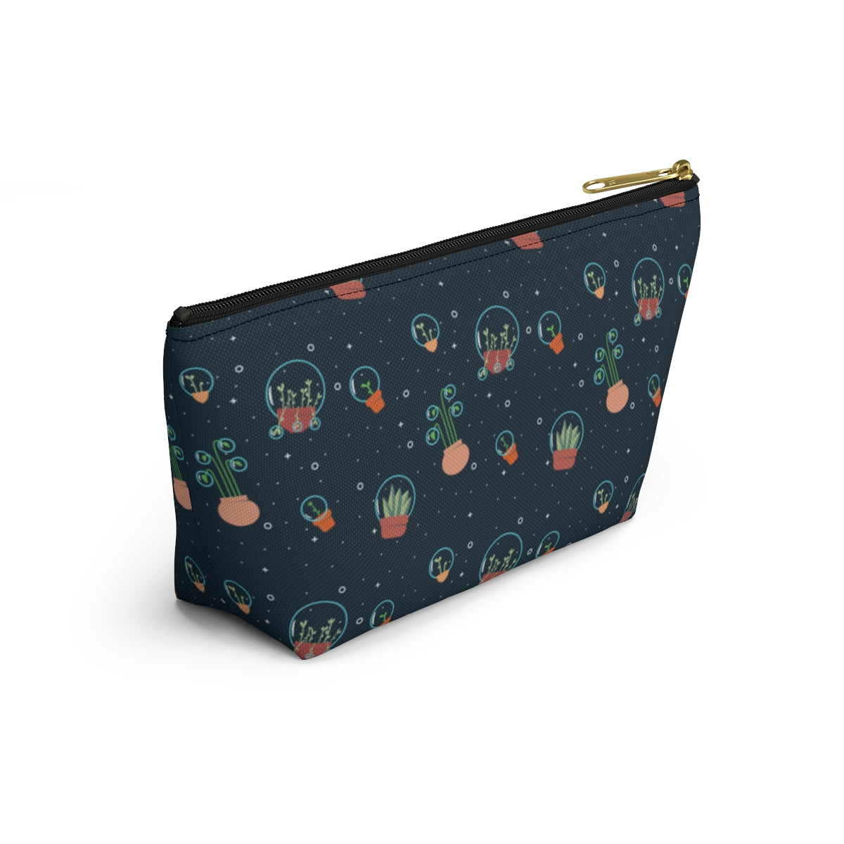 Big Bottom Zipper Pouch - Space Garden