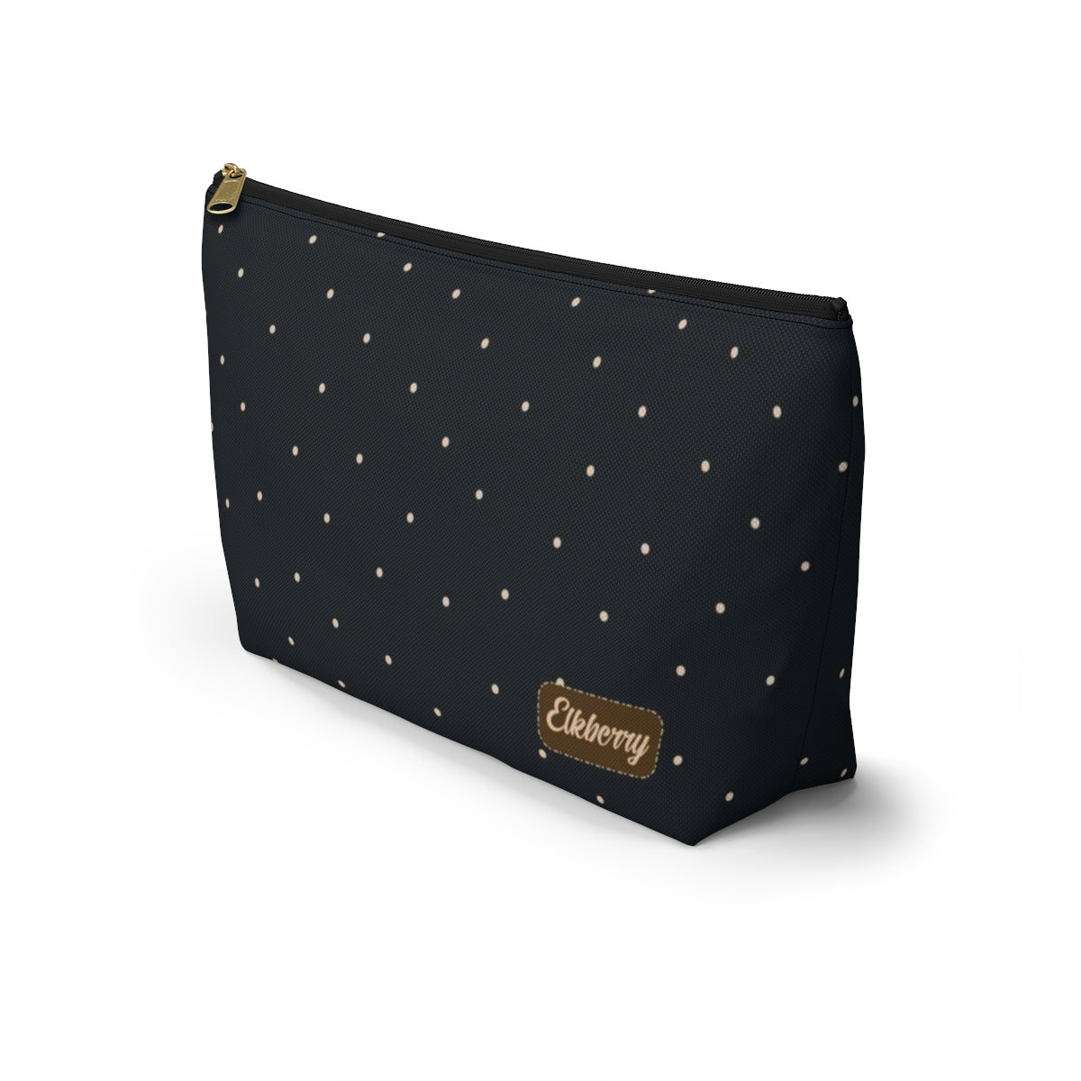 Big Bottom Zipper Pouch - Dots on Navy