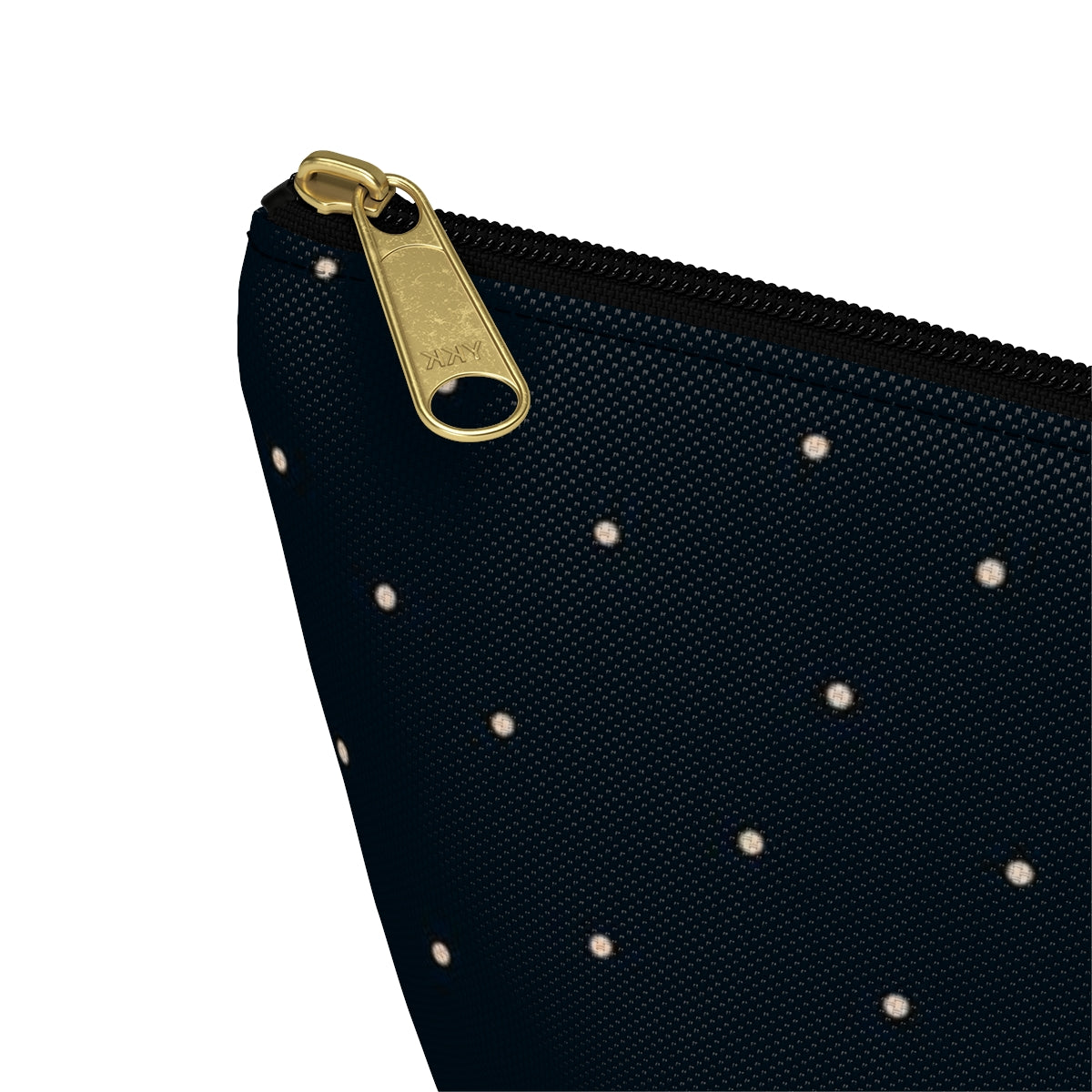 Big Bottom Zipper Pouch - Dots on Navy